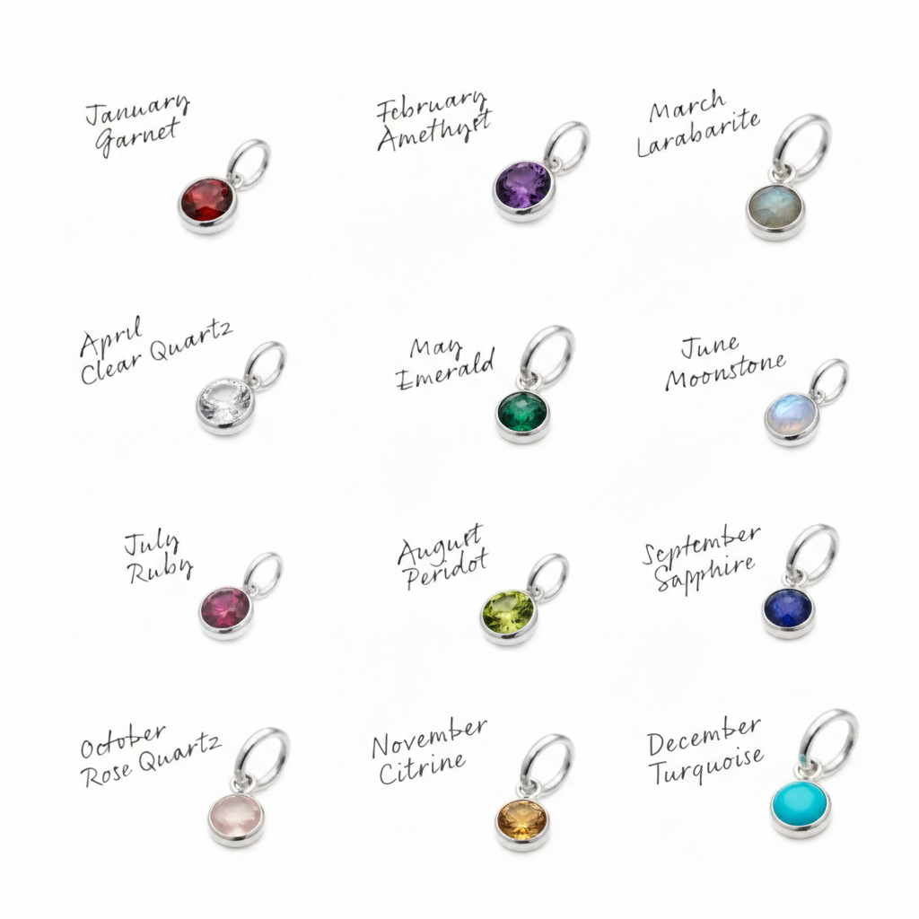June Birthstone Necklace with Initial Charm – Moonstone Gift for Her