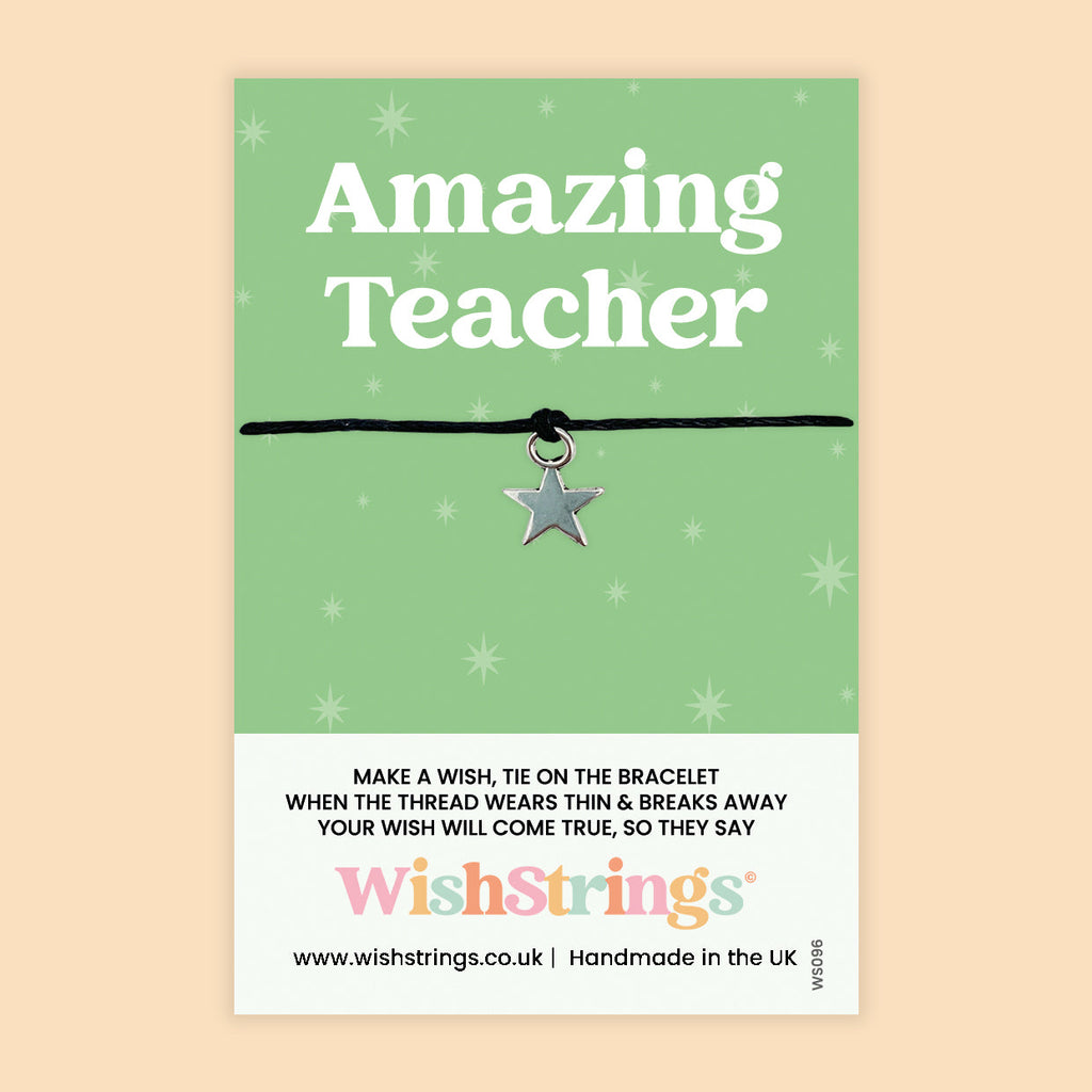 Teacher Wish Bracelet - Thank You Teacher Gift | End of Term Present | Classroom Keepsake Card