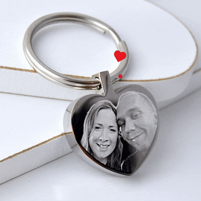 Personalised Heart Keyring - Custom Photo Engraved Gift | Stainless Steel Keepsake