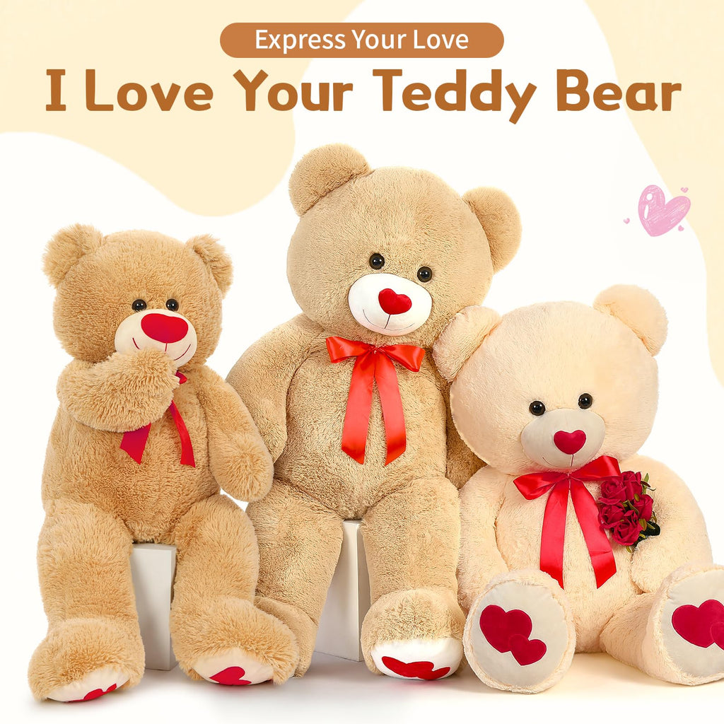 MaoGoLan Giant 47-Inch Teddy Bear Plush – Heart Footprints & Heart Nose | Valentine Gift